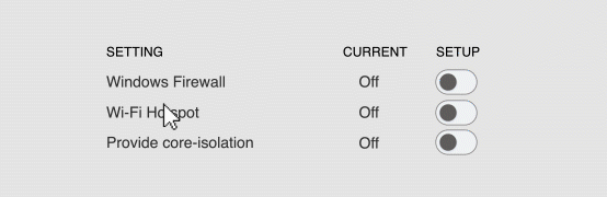 Easy Control Windows App for your PC WiFi HotSpot, Firewall and Core Isolation Security